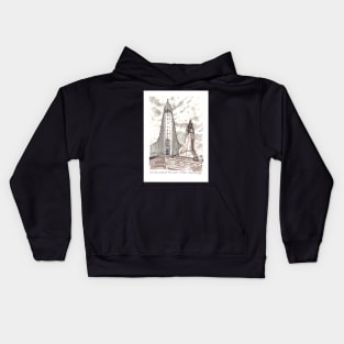 Hallgrímskirkja Church, Reykjavík, Iceland Ink Drawing Kids Hoodie